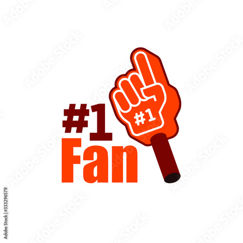 number 1 fan hand glove with raised finger supporter vector illustration logo icon