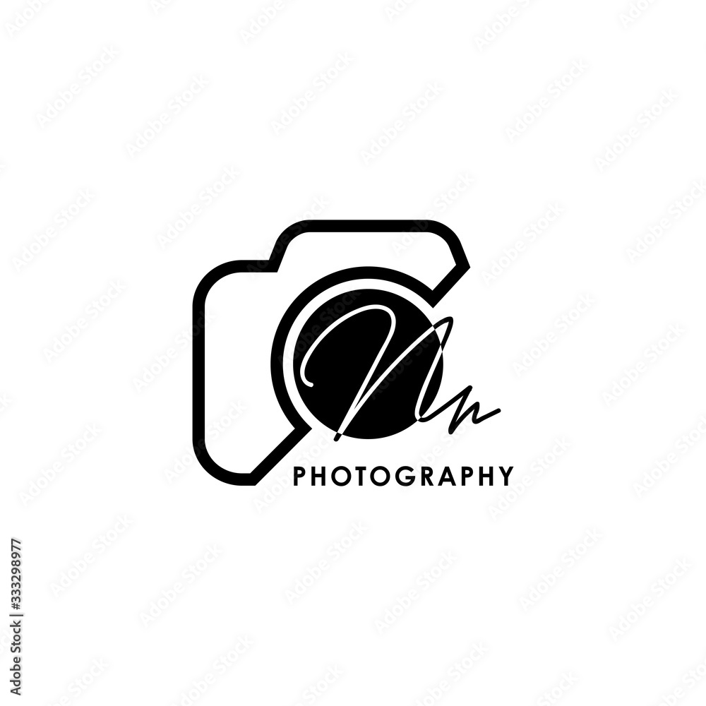 Initial Letter NN with camera. Logo photography simple luxury vector.