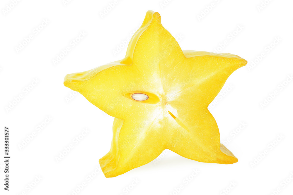 slice ripe star fruit carambola or star apple ( starfruit ) on white background slice ripe star fruit carambola or star apple ( starfruit ) on white background