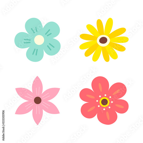 Cute flowers  isolated on white background