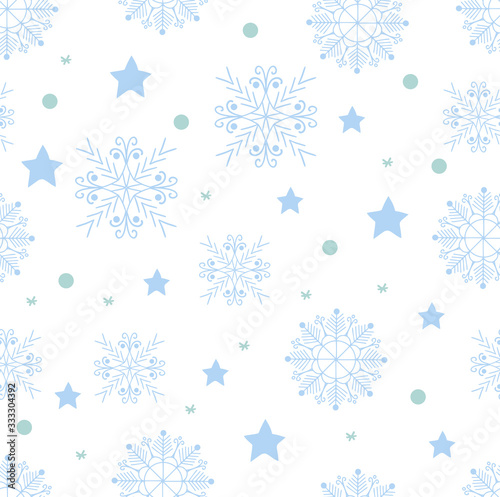 Vector Seamless Christmas and New Year`s pattern. Winter and Christmas elements. Wrap for gifts. Vector illustration. Doodle style.