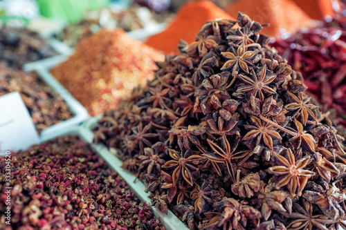 Spices for sale in a market 
