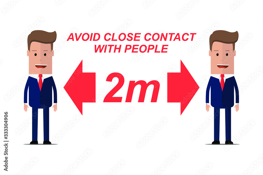 Social distancing. Space between people to avoid spreading virus. Recommended social distance 2 meters. Vector illustration Social distancing. Space between people to avoid spreading virus. Recommended social distance 2 meters. Vector illustration