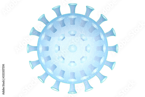 Coronavirus o covid-19 de color azul sobre fondo blanco.