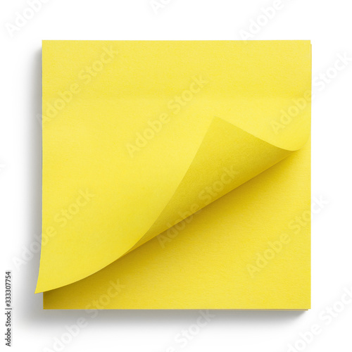 Blank yellow sticker, isolated on white background