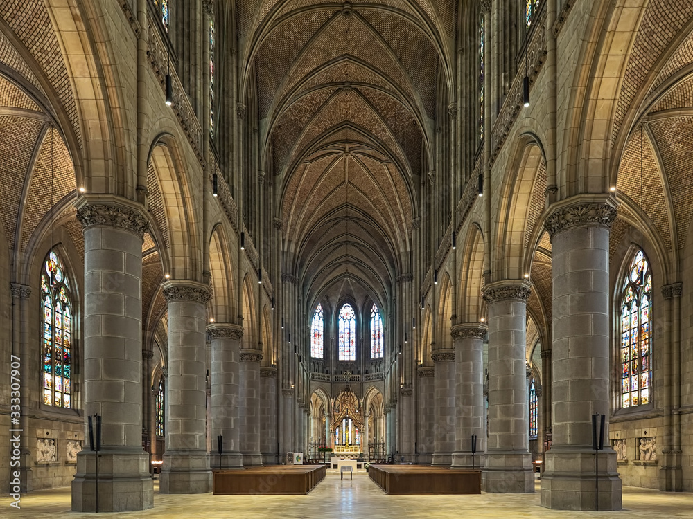 Linz, Austria. Interior of New Cathedral (Cathedral of the Immaculate Conception). This is the largest, though not the tallest church in Austria.