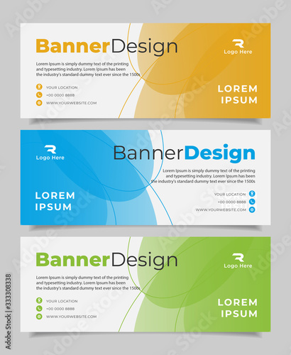 modern banner design set orange, blue & green