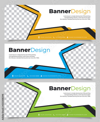 modern banner design set orange, blue & green