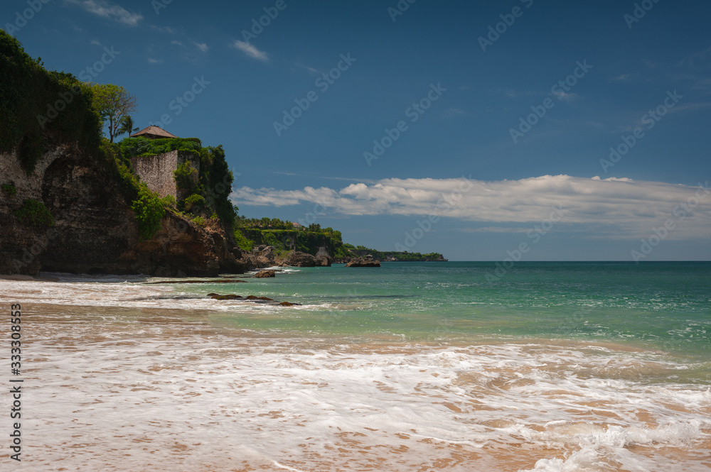 Beach and beautiful views of the cliffs, splashing waves and nature.