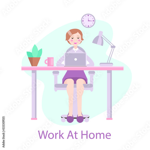 Work at home, freelance, Stay at home banner. self isolation