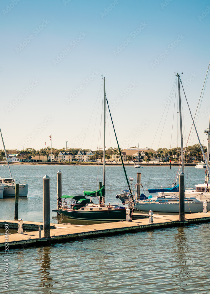 Small Sailboats Docked in an Harbor Small Sailboats Docked in an Harbor