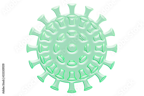Coronavirus o covid-19 de color verde sobre fondo blanco.