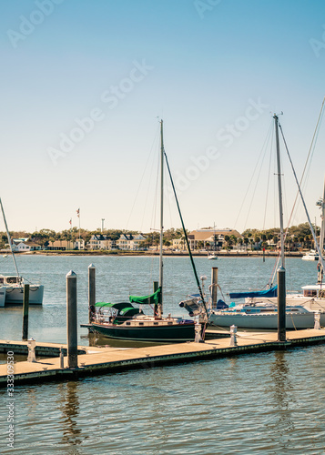 Small Sailboats Docked in an Harbor