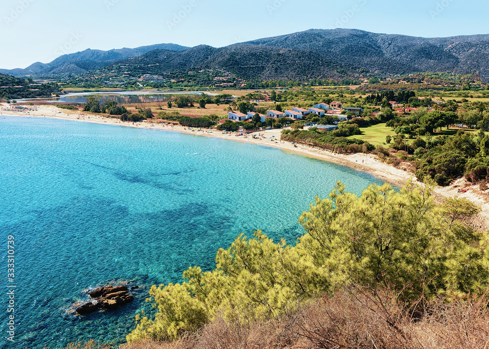 Chia beach near Mediterranian Sea Sardinia
