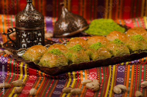 Turkish dessert Baklava stock photo