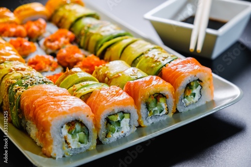 Japanese sushi seafood roll...