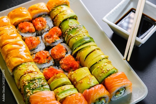 Japanese sushi seafood roll...
