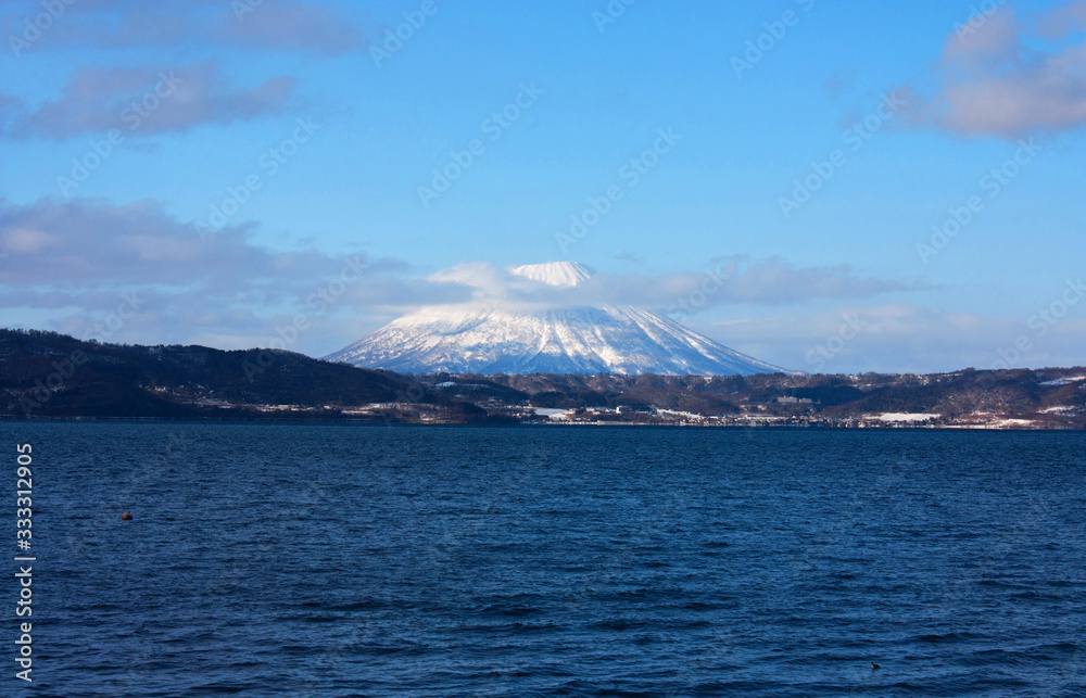 Overlooking Lake Toya with Mount Yotei in the distance in Japan