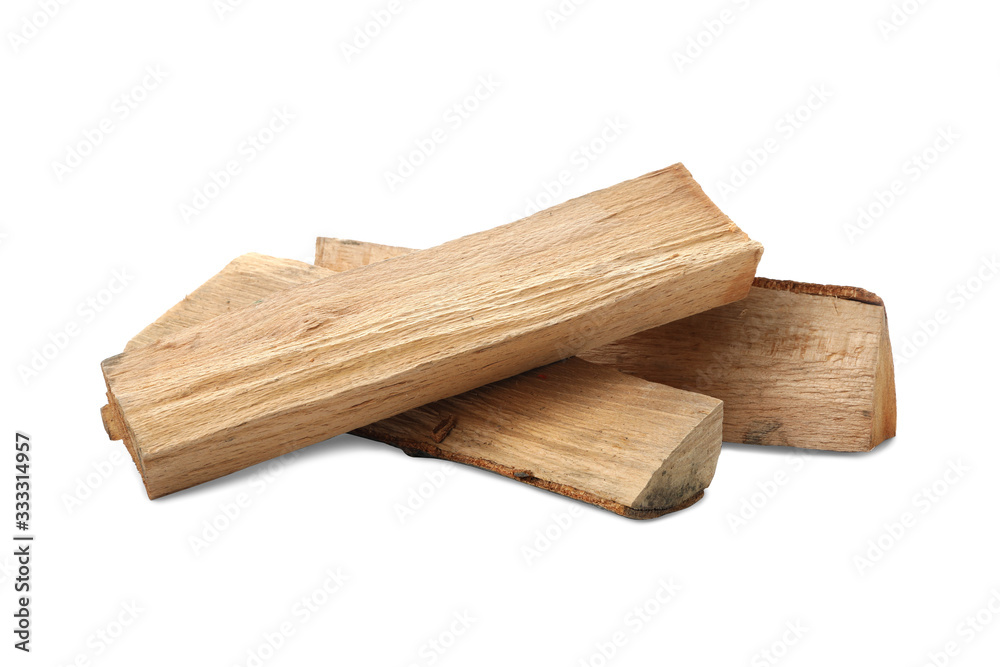 Cut firewood on white background. Heating in winter Cut firewood on white background. Heating in winter