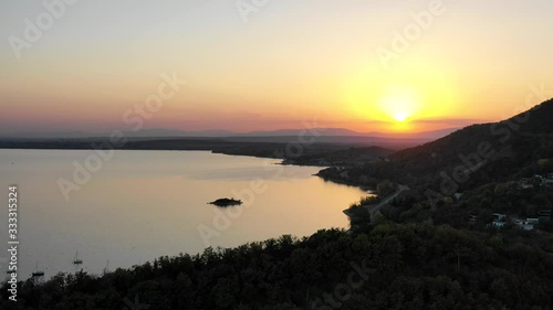 Aerial view of Zemplinska Sirava reservoir in eastern Slovakia photo