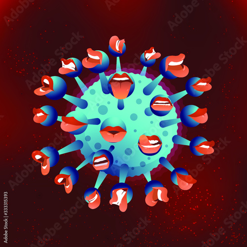 Netizens virus, word of mouth hoaxes. Very dangerous issue talk. Virus background with blur effect. Fake News. Deadly type of virus COVID-19, science concept banner. Micro bacteria background.  photo