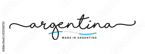 Made in Argentina handwritten calligraphic lettering logo sticker flag ribbon banner photo
