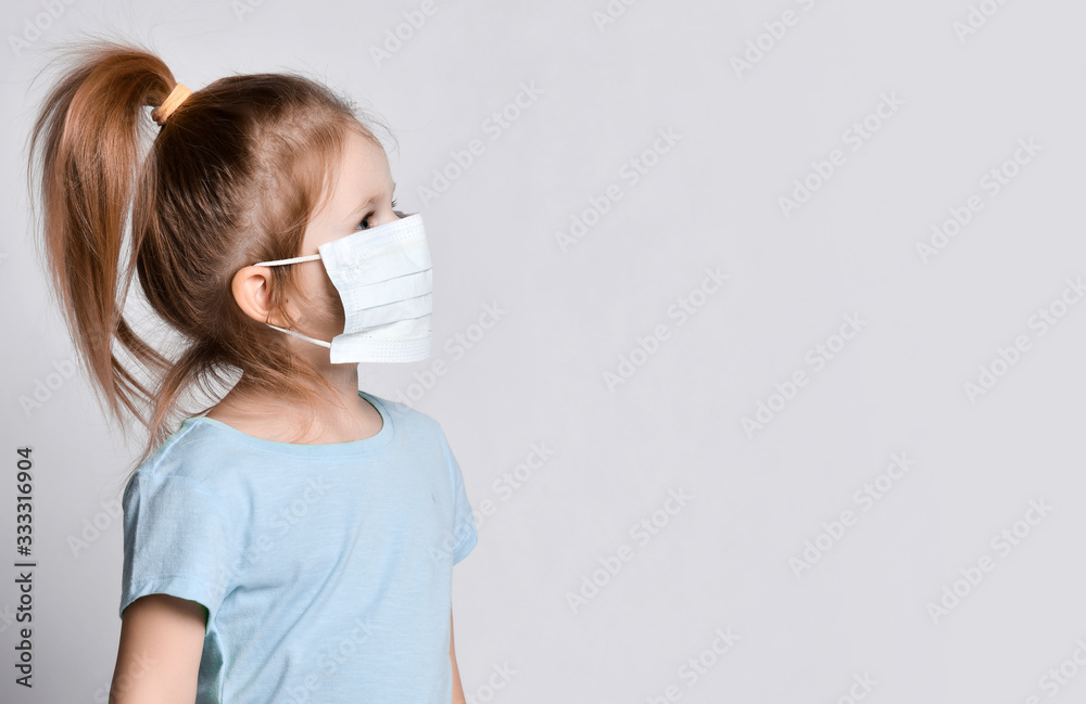 Coronavirus. Quarantine No Infection and Stop Coronavirus Concepts. Baby girl child with a medical protective mask Coronavirus. Quarantine No Infection and Stop Coronavirus Concepts. Baby girl child with a medical protective mask