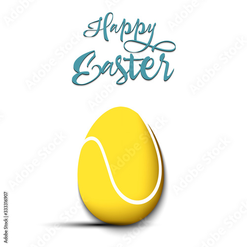 Happy Easter. Egg in the form of a tennis ball