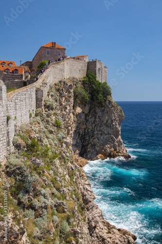 Coast with city wall of Dubrovnik, Croatia