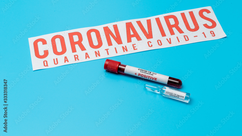 COVID 19 Coronavirus, Infected blood sample in the sample tube, Vaccine and syringe injection It use for prevention, immunization and treatment from COVID-19