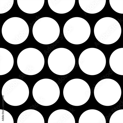 Seamless vector dark pattern with big white polka dots on black background. For web design  blog  desktop wallpaper  texture.