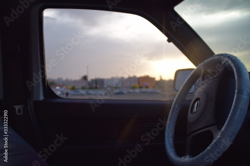 Dawn view from inside car © ibrahim