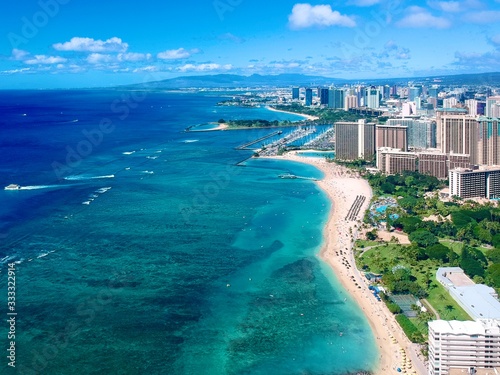 Beautiful Aerial View of Honolulu Hawaii in Oahu  © Novel