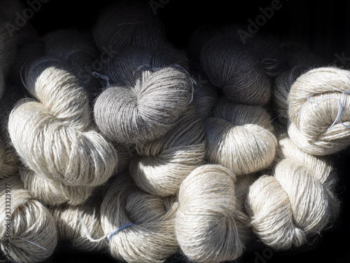Fotografie group of  soft  wool clew  in natural colors