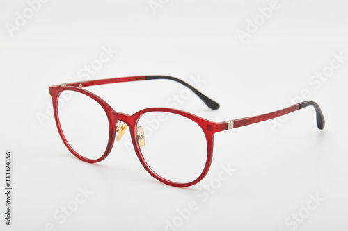 Glasses with modern red frame