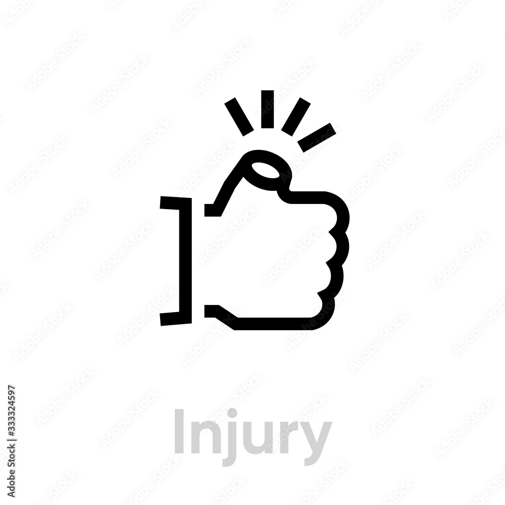 Injury thumb up down icon. Editable line vector. Injury thumb up down icon. Editable line vector.