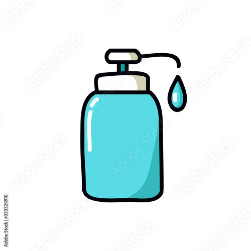 alcohol gel, hand sanitizer doodle icon, vector illustration