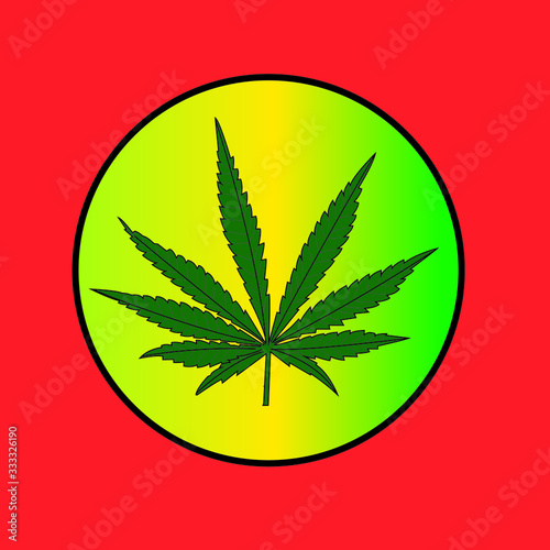 drawing of marijuana leaf inside a circle