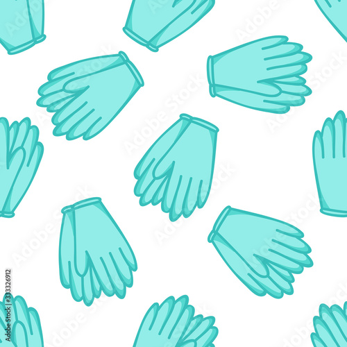 latex gloves seamless doodle pattern, vector illustration