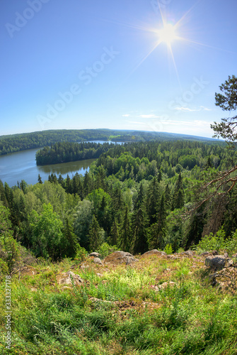 landscape with river and blue sky