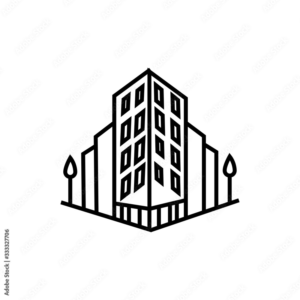 Fototapeta premium building icon simple design vector lines
