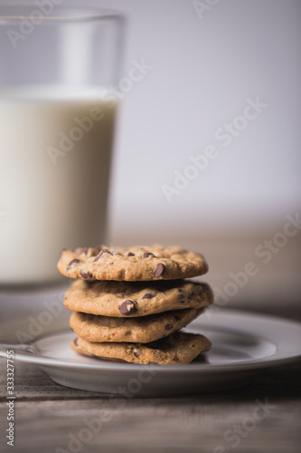 Chocolate chip cookies and milk