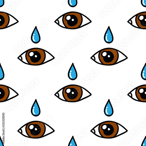 eye drops seamless doodle pattern, vector illustration