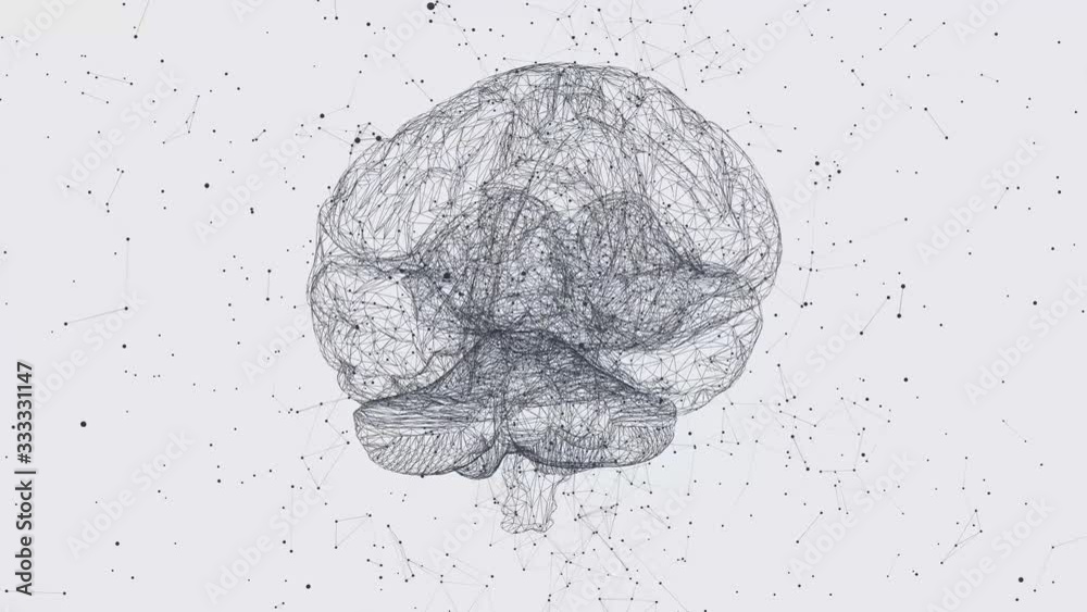 Digital data and network connection of human brain. 3D animation 4k. Digital data and network connection of human brain. 3D animation 4k.