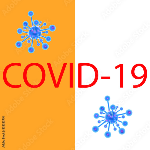 Virus. Abstract vector on white and yellow background,Abstract virus strain model of MERS-Cov or middle East respiratory syndrome coronavirus and Novel coronavirus 2019-nCoV with text on background.