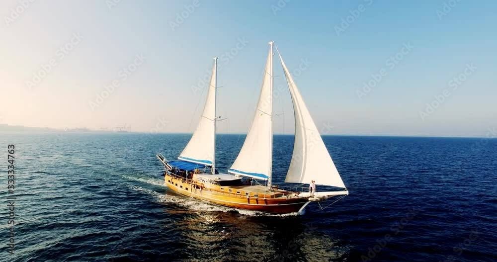 Aerial View of the Palinuro Sailing Ship at Sea Aerial View of the Palinuro Sailing Ship at Sea