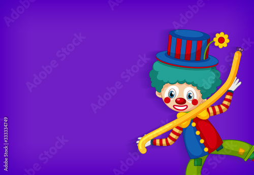 Background template design with happy clown and balloon
