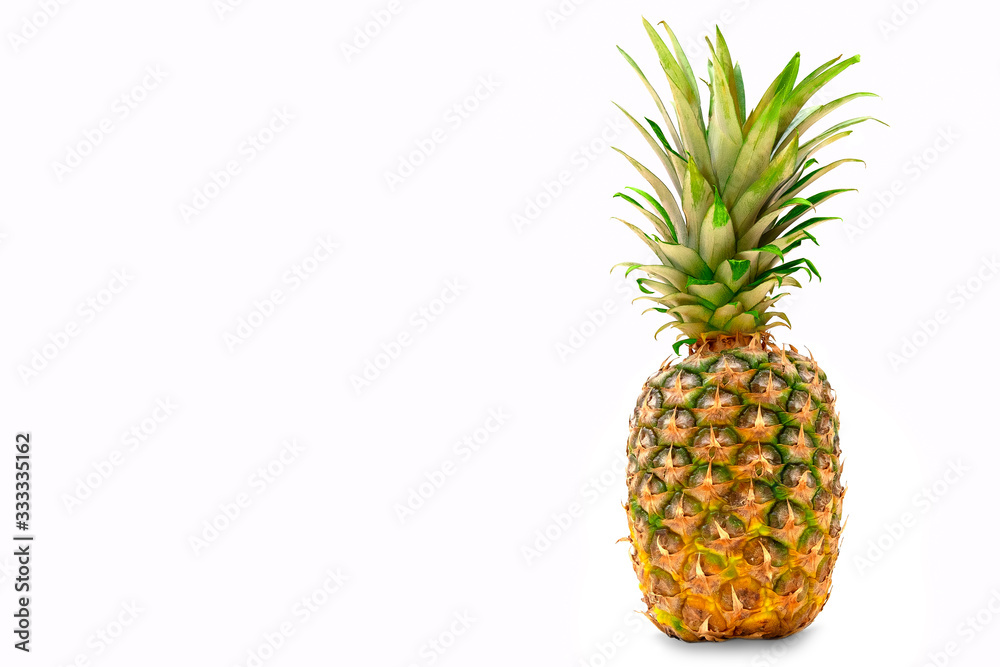 Pineapple tropical fruit isolated on white background. Vegetarian food, healthy eating.Close-up, copy space