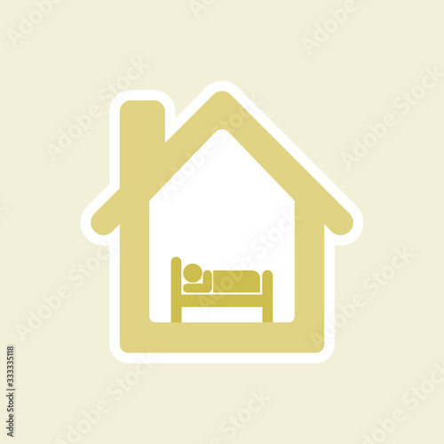 bed rest at home illustration. Social distancing and self-isolation during corona virus quarantine. staying at home with self quarantine to help stop outbreak and protect virus spread.