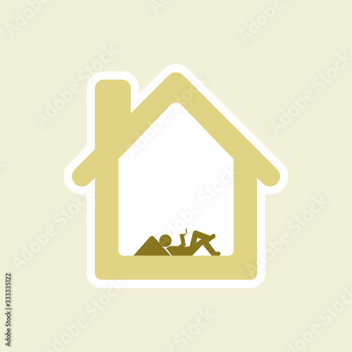 stay at home illustration. Social distancing and self-isolation during corona virus quarantine. staying at home with self quarantine to help stop outbreak and protect virus spread.